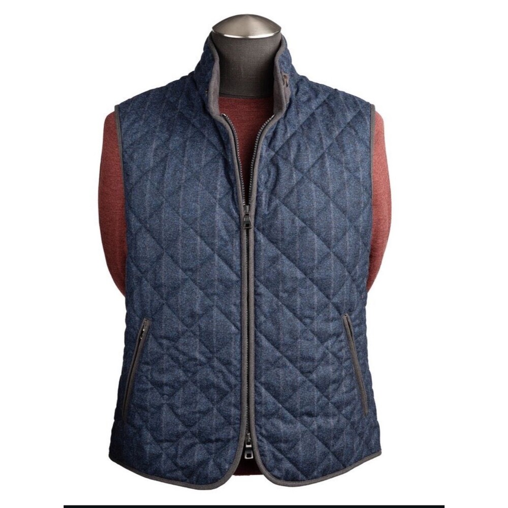 NWT⨠WATERVILLE Italian Cashmere ⢠Diamond Quilted Vest ⢠Mens 50 (IT) ⢠Navy
